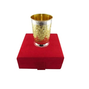 ชุดแก้วน้ำชุบทองโบราณพร้อมถาด งานฝีมือโลหะ ดีไซน์ใหม่มาแรง ขายดีที่สุด - Product Image 3