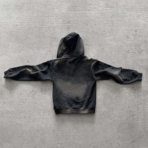 Distressed Denim Zip-Up Hoodie for <b>Men</b> Wholesale Distressed <b>Ripped</b> Hoodies Gems <b>Jean</b> Pant <b>Men's</b> Sweatshirt Capucha De Soldador - Product Image 2