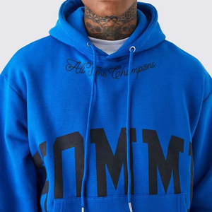 Men's Casual Hooded Polyester/Cotton <b>Blend</b> Fleece Jogger Set Solid Pattern Tracksuit Custom Logo Printed Eco-Friendly Windproof - Product Image 6