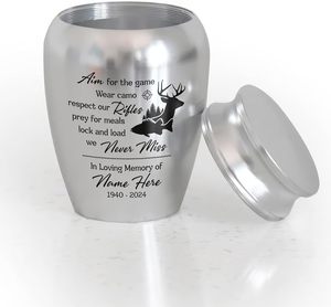 Urnes funéraires personnalisées pour la chasse au cerf, en acier inoxydable, durables, décoratives, gravées, taille personnalisée, pour cendres humaines adultes, couleur argent - Product Image 6