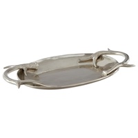 Plateau de service en aluminium moulé à la main de style moderne à bas prix en métal argenté décoration d'événement de fête de mariage