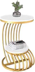 Table d'appoint ronde en métal et marbre Tables d'appoint en or pour salon moderne - Product Image 3