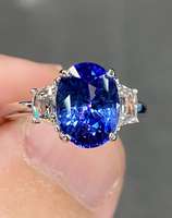 Bague en saphir bleu de Ceylan, pierre précieuse de luxe, qualité supérieure, naturelle, certifiée IGI, style vintage, plaqué rhodium, argent sterling