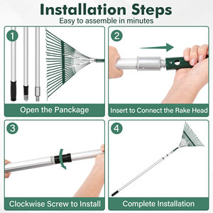 12FT pour le nettoyage de jardin avec râteau à feuilles télescopique réglable - Product Image 4