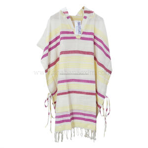 Poncho à capuche en coton rayé personnalisé, design en zigzag, serviette de bain turque faite à la main en Inde - Product Image 5