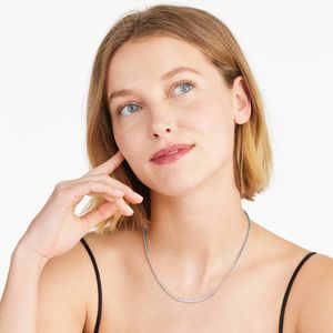 Collier de mariage à chaîne de tennis 10K/argent pour femme Collier de diamant Moissanite de 18 pouces avec bijoux à la mode pour une journée spéciale - Product Image 2