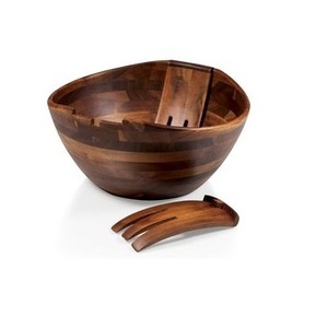 Bol à salade moderne en bois d'acacia, design fruitier, pour mariages, anniversaires, durable, naturel, élégant, bol en bois - Product Image 1
