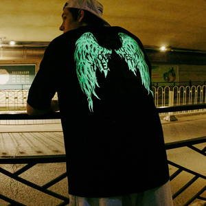STREETLAB Glow In The Dark Angel Wings T-Shirt Oversized Fit Men's Short Sleeve Street Style <b>Print</b> Back Design - Product Image 6