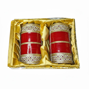 Premium Red Bridal Bangle Set with <b>Pearl</b> and <b>Gold</b> Plated Trendy Wedding Bangles Premium Imitation Jewellery at Wholesale Price - Product Image 2