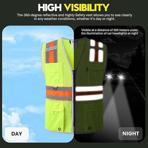 12 couleurs haute visibilité gilet viz hi vis viz gilet de sécurité de construction de travail réfléchissant (XS-8XL) - Product Image 3
