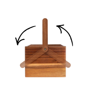 Porte-ustensiles en bois d'acacia certifié FSC moderne pour la cuisine, la maison et le jardin - Fournitures de bureau et artistiques, essentiels pour les pique-niques - Product Image 4