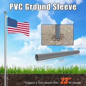 20 Ft Heavy-Duty Telescoping <b>Flag</b> Pole Kit for Outside House Residential Sectional Inground with 3x5' Nylon Banners and <b>Flags</b> - Product Image 3