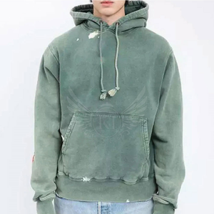 Precio bajo Mejor Venta 100% Algodón Ácido Lavado Sudaderas con capucha desgastadas Hecho a medida para hombres Otoño - Product Image 1