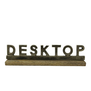 Hope decorativo hecho a mano con base de madera Aluminio y madera Decoración de mesa de color negro y natural - Product Image 6