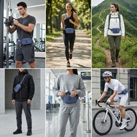 Sac banane multifonctionnel bleu personnalisé avec mousqueton, en nylon résistant aux déchirures, grande capacité