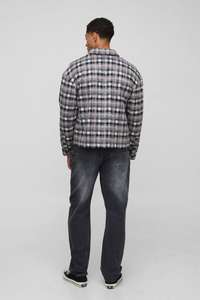 เสื้อเชิ้ตแขนยาวลายสก็อตผ้าสักหลาดลายสก็อตขนาดใหญ่สำหรับผู้ชายเสื้อเชิ้ตผู้ชายไซส์ใหญ่พิเศษสั่งทำ - Product Image 3