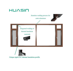 Fenêtre à persiennes en bois recouvert d'aluminium sur mesure, <span class=keywords><strong>profil</strong></span> extérieur rigide à rupture de pont thermique unique, norme canadienne 2025, de l'usine Huasin - Product Image 2