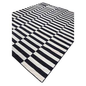 พรมขนสัตว์ทอลายเรียบสีเทาและสีดำลายทางแบบนามธรรมสำหรับห้องโถง พรมปูพื้นทรงสี่เหลี่ยมผืนผ้าสำหรับใช้ในบ้าน-รุ่น Dwrm-176 - Product Image 2