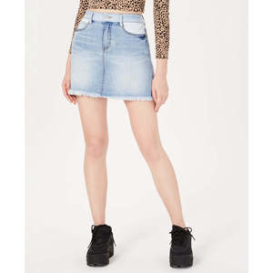 Gonna in denim bicolore per bambina, taglia 3, design casual stampato per primavera estate autunno inverno, a pieghe dritte, modello modesto - Product Image 1