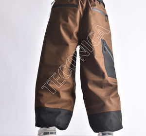 Pantalones de nieve impermeables marrones y negros con diseño de dos tonos Forro cálido de lana Cintura elástica y dobladillo ceñido para mayor comodidad - Product Image 4