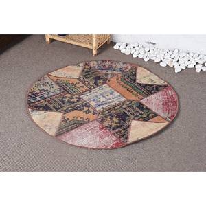 Ethnic Patchwork <b>Wool</b> Rug in <b>Brown</b> and Green 9x12 Living Room Carpet with Latex Backing for Hallway Decorations - Product Image 3