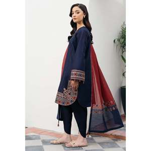 Ensemble de costume Dhanak brodé 3 pièces pour femmes JAZMIN avec châle imprimé Courtrai et pantalon - BIC-4301 - Product Image 6