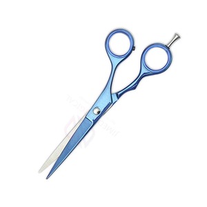 Ciseaux à cheveux en argent de qualité supérieure, en acier métallique durable avec revêtement bleu pour le salon et le coiffage à domicile - Product Image 4