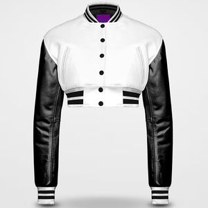 Vestes universitaires en cuir de mouton unisexe Veste de baseball en laine avec broderie personnalisée Veste bombardier de sport Letterman OEM - Product Image 1