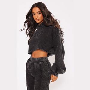 Imprimir Big Chess Board Oversize Hoodie Heavy Weight Hoodie Pullover Crop Top Hoodie para mujer - Product Image 4