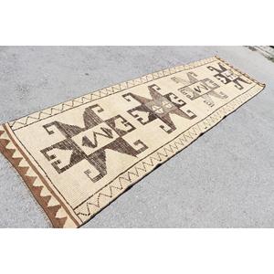Tapis de couloir vintage 3,1 x 11,4 pieds, tapis turc marron à imprimé animal - Product Image 2