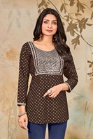 Rayon altın baskı nakış dizisi ile iş Kurtis kadınlar için online satış