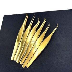 Pince à épiler japonaise en acier inoxydable pour extension de cils Trending Gold Plasma Set avec pointe pointue - Product Image 2