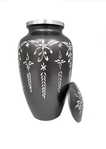 Urna funeraria para adultos de aluminio de material pulido plateado hecha a mano-Urna asequible para cenizas - Product Image 4