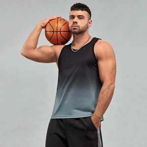 Camiseta sin mangas de algodón transpirable suave informal de verano para hombre, Camiseta de punto de verano personalizada - Product Image 1