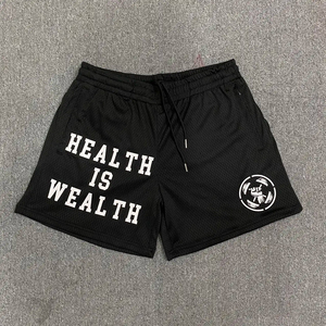 กางเกงขาสั้นผ้าคอตตอนพิมพ์ลายตาข่ายสำหรับผู้ชายกางเกงขาสั้นสีสั่งทำฉลากส่วนตัวพร้อมสาย - Product Image 6