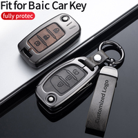 Alliage de Zinc cuir voiture clé à distance housse protéger coque sac pour BAIC modèle A quatre boutons X7 BJ40 Senova D50 D70 X55 X65 EU5