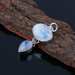 925 เงินสเตอร์ลิงมูนสโตนรูปไข่สีฟ้าสร้อยคออัญมณีที่สมบูรณ์แบบงานแต่งงานของขวัญสําหรับความรัก 925 ประทับตราเครื่องประดับ - Product Image 3