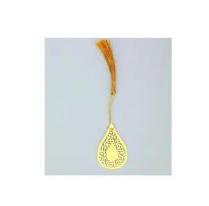 Atacado Estilo Brass Gift Maple Bookmarks Laser Cut Gold Plated Bookmark Com Tassel peça de design para o melhor preço