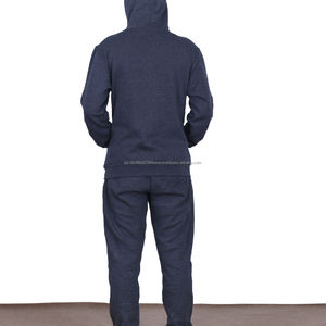 High Quality 100% Cotton Distressed Solid Pattern Jogger Set <b>Eco</b>-friendly Winter Hoodie Sweatpants Applique Plus Size Tracksuits - Product Image 2