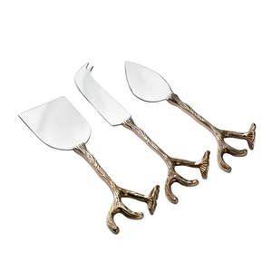 Juego de cuchillos de queso de Metal con mango de diseño de flores y ramas de lujo de acero inoxidable moderno más vendido a precio razonable - Product Image 1