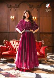 Último diseñador Pure Chinon secuencia de trabajo a mano trabajo Anarkali vestido tradicional Fab Zone Sari con Salwar Kameez Vestido por Fab Zone - Product Image 3