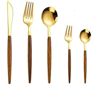 hot <b>sale</b> Luxury Stainless Steel wedding gold plated Cutlery with handle flatware spoon and fork set <b>safe</b> and healthy - Product Image 6