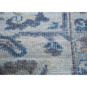 Tapis en laine noué à la main Erbe Blue, motif floral abstrait, pour la maison, le salon, le couloir, l'entrée, design puzzle rectangulaire - Product Image 3