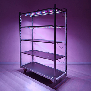 Chariot à roulettes DC avec kit d'éclairage LED pour micro-légumes - Grand cadre en ABS et acier galvanisé - Product Image 1