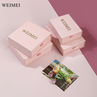 Caja de Joyería de Cartón con Logo WEIMEI, Empaque de Joyería Hecho a Mano Tipo Cajón para Collar, Anillo y Aretes