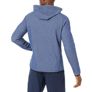 Basics coton mélangé bleu chiné sweat à capuche léger hommes doux Performance pull sweat Logo personnalisé athlétique à capuche - Product Image 2