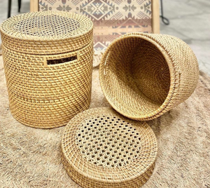 ตะกร้าหวายสานมือโซลูชันการจัดเก็บและตกแต่งบ้านที่เป็นมิตรกับสิ่งแวดล้อมเพื่อการจัดระเบียบและยั่งยืน - Product Image 4