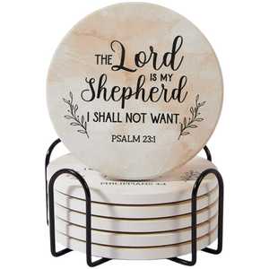 Acacia Wood Drink <b>Coaster</b> Set with Holder Premium Round Wooden Stone <b>Coasters</b> for Dining <b>Tables</b>, Kitchen & Living Room - Product Image 1