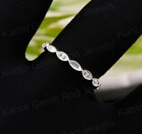 925 Sterling Silber 2x4mm Blanko Marquise Fassung Vollbesetzter Eternity-Ring CZ Umweltfreundlich Hochglanzpoliert Silber Vergoldet Hochwertiger Schmuck
