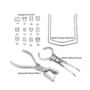 Kit de presa de goma Kit de fórceps de punzón de cerveza ligera 4 piezas Juego de presa dental de acero inoxidable Kit de protección dental - Product Image 1
